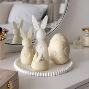 Wielkanocny Zestaw Figurek PREMIUM Tacka + Króliczki + Świecznik