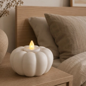 Okrągła Dynia Jesienna Świecznik na Tealight LED